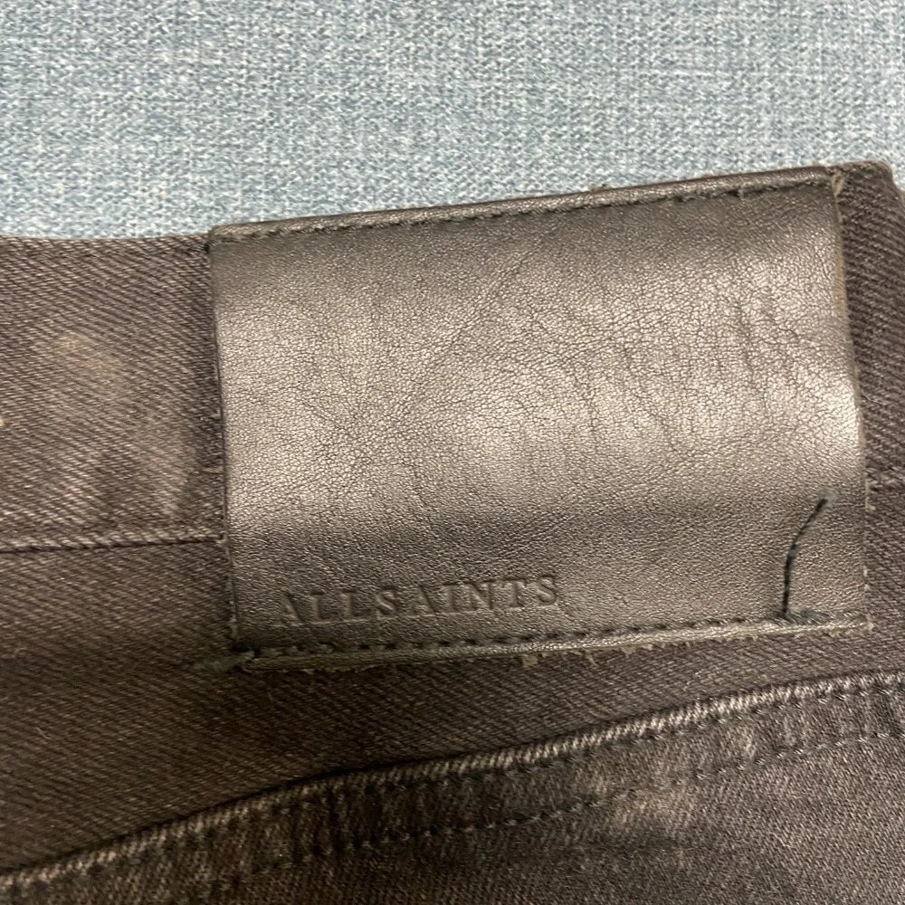 Allsaints Cigarette Jeans 36W Black Denim Cotton Skinny Leg 5 Pockets Dark Wash